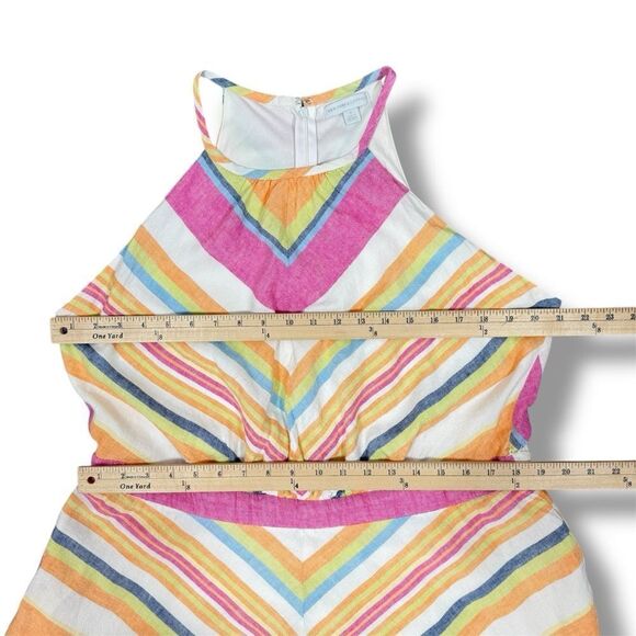 New York & Company Linen Blend Striped Halter Midi Dress Sundress Pink Multi XL - Picture 13 of 14